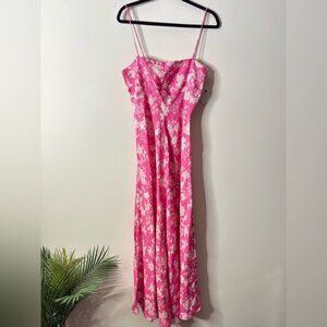 Palm Noosa Linen Pink Floral Maxi Dress